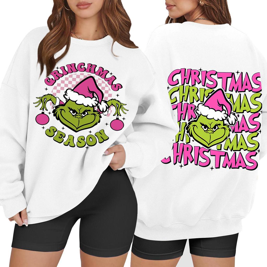 Women's Casual Fashion Long Sleeve Christmas Printed Round Neck Sweatshirt Top