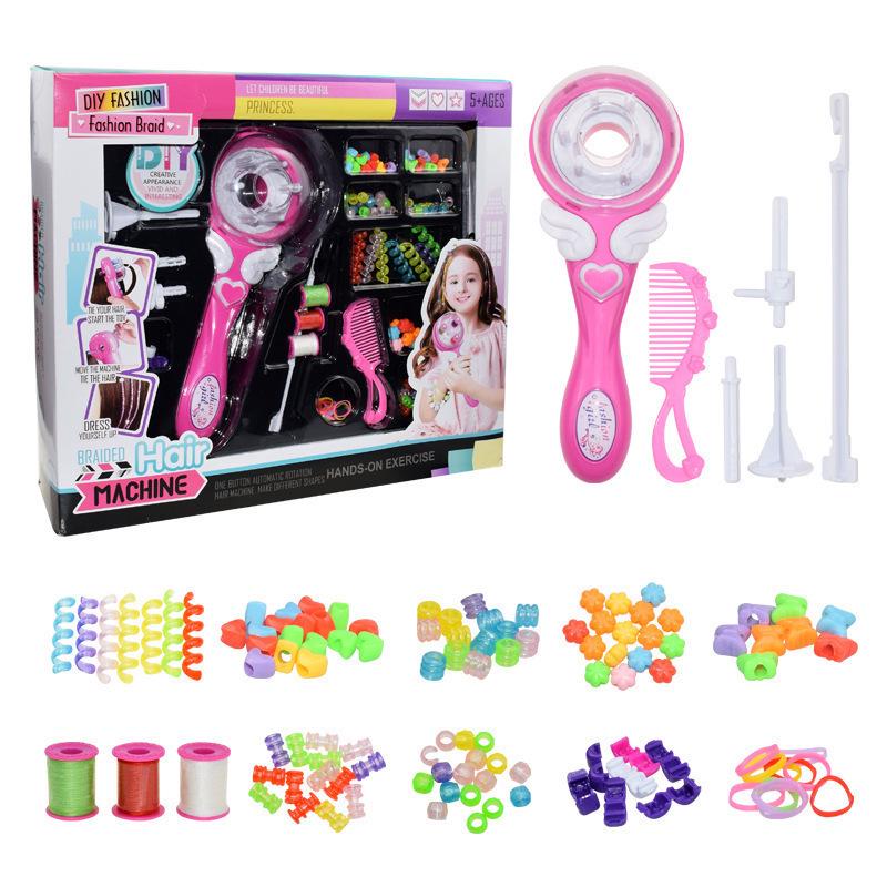 Role-Playing Braiding and Rhinestone Hair Machine Toy for Kids