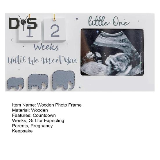 Baby-Sonogramm-Bilderrahmen, Ultraschall-Fotorahmen aus Holz mit Countdown-Wochen, Schwangerschafts-Meilenstein-Tracker-Rahmen, Geschenk zur Bekanntgabe des Geschlechts für schwangere Frauen