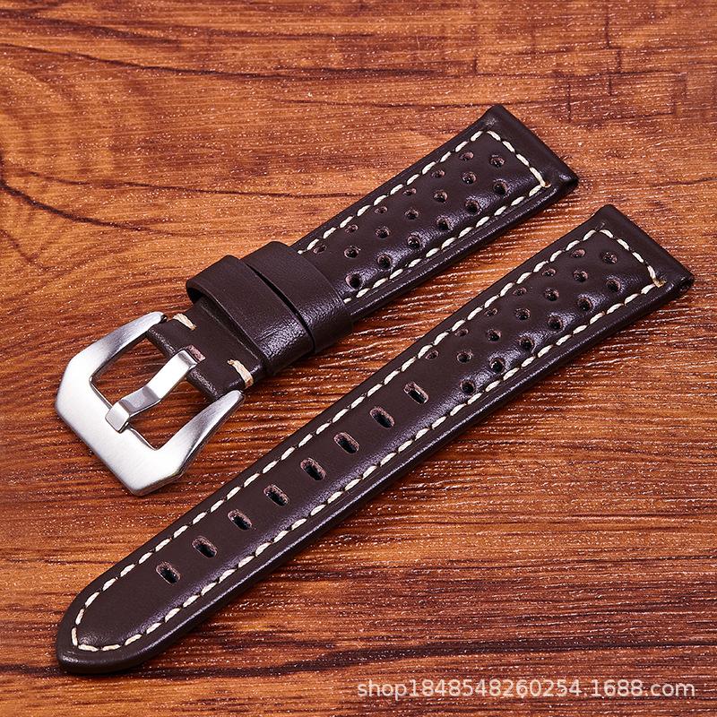 The First Layer Of Needle Pattern Leather Strap Is Suitable For Pena L Sea 18Mm 26Mm Perforated And Breathable Retro Strap.