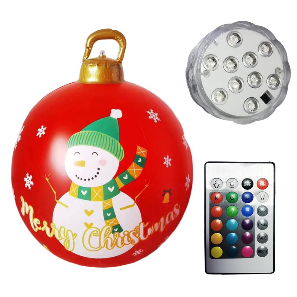 60cm Christmas Tree Hanging Ornament PVC Glow Outdoor Toy Ball Home Garden Christmas Inflatable Ball New Year Party Decoration