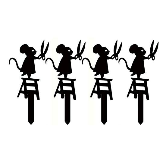 Metal Rat Garden Stake Weather Resistant Black Mouse Trimming with A Big Scissor Yard Sign for Garden Patio Walkway Lawn Fences Backyard Planter