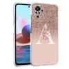 Letter Pink Shiny M R Phone Case For Xiaomi Redmi Note 14 13 12 4G 9 8 10 11 Pro Plus 5G 14C 13C 12C 10C 9C 9A Clear TPU Cover