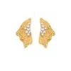 Niche Lightweight Metal-look Butterfly Fan-shaped Stud Earrings: Luxury Retro Design for Versatile Commuting
