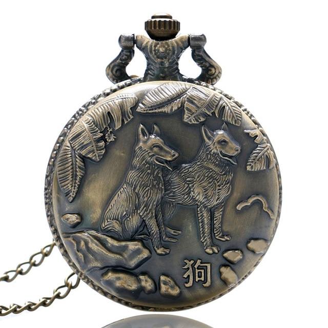 Pendant Animal Zodiac Pocket Watch Vintage Charm Unisex Fashion Quartz Pocket Watch Necklace