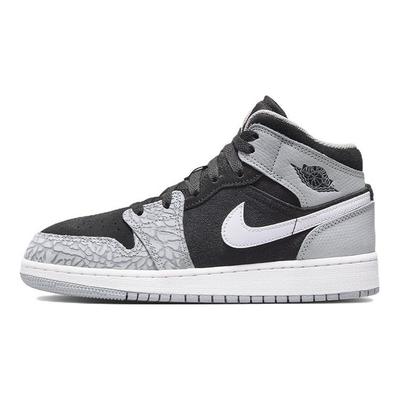 Air 1 Mid SE GS Elephant Toe Buty Dziecięce Szare Czarne Białe DM6216-016