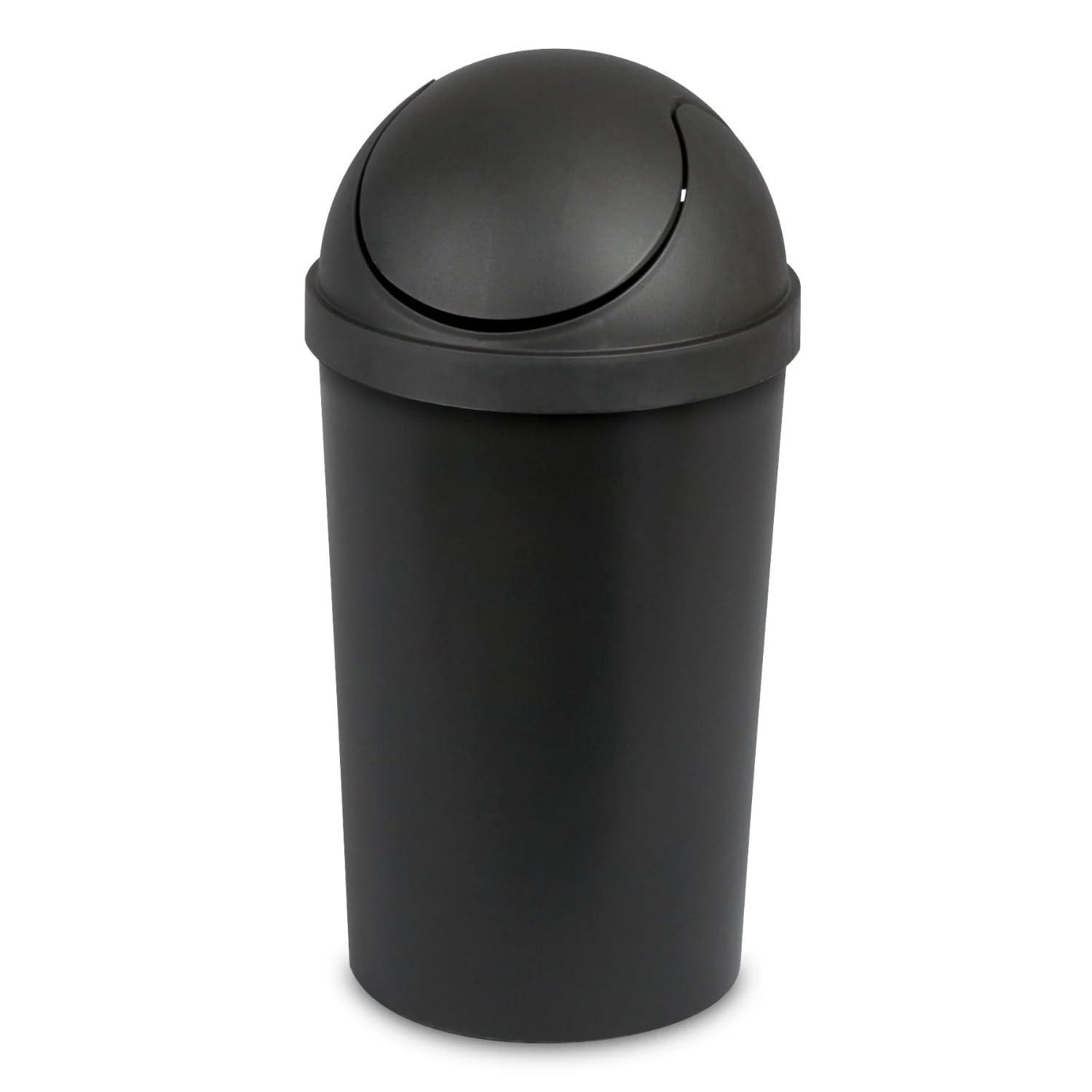 

Small Bathroom Trash Can,3 Gallon Plastic Garbage Bucket Bin with Swing Top Lid,Black чорний