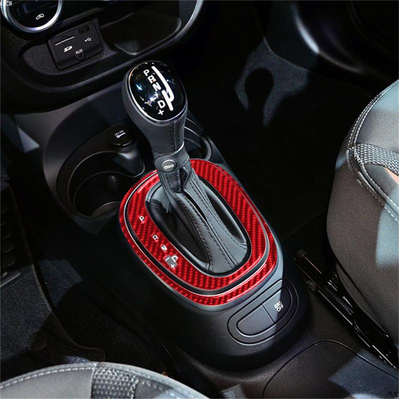 Carbon Fiber Car Interior Gear Shift Frame Cover Trim Decor Sticker For Fiat 500L 2014-2017 Car Styling Accessories
