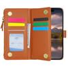 XL-001 For iPhone 16 Pro Case Zipper Pocket Wristband Stand Leather Phone Cover