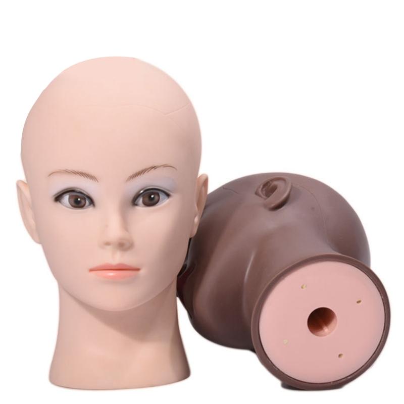 Bald Mannequin Head Female Professional Cosmetology Training Head Bald Manikin Head for Wigs Making Display Doll Head