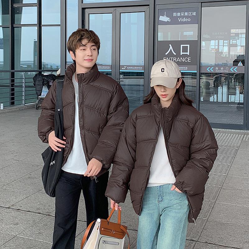 Couples in cotton clothes in winter 2025 thickened and warm high-end bread jacket jacket loose and versatile stand-up collar short padded jacket