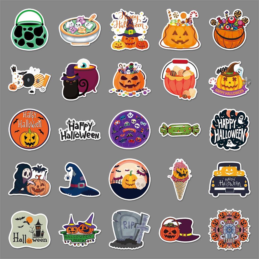 100 Halloween Waterproof Sticker Sheets for DIY Phone Cases & Laptops