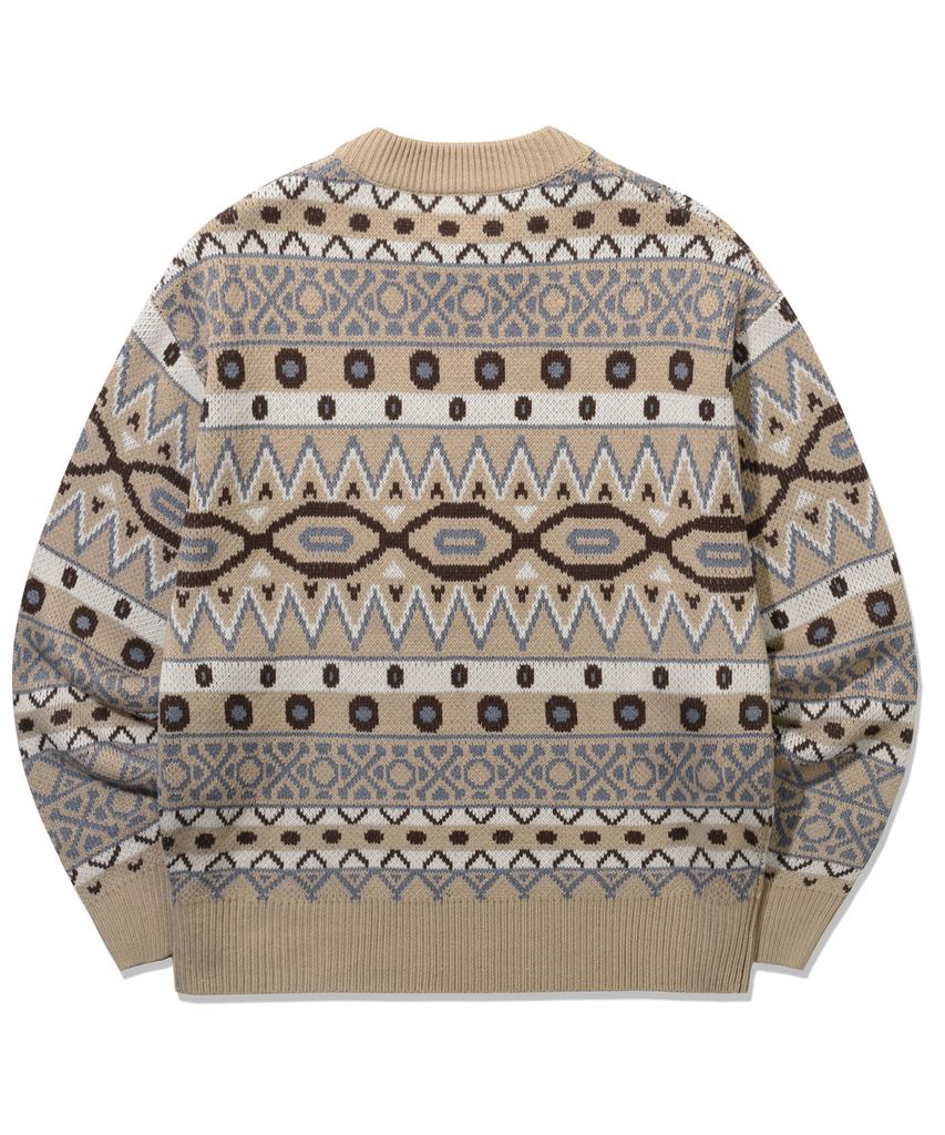 TRILLION Vintage Fair Isle Jacquard Crewneck Knit_Beige