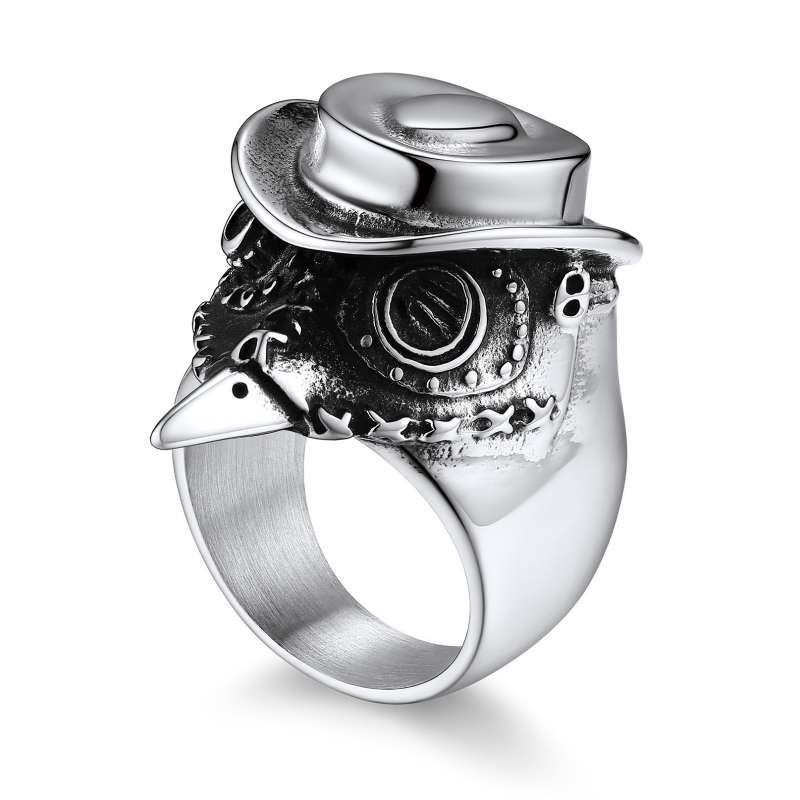 U7 Edelstahl Große Ringe für Mann Vogel Ziege Oktopus Hai Schlange Knochen Charm Größe 7-14 Rock Punk Tier Totenkopf Schmuck