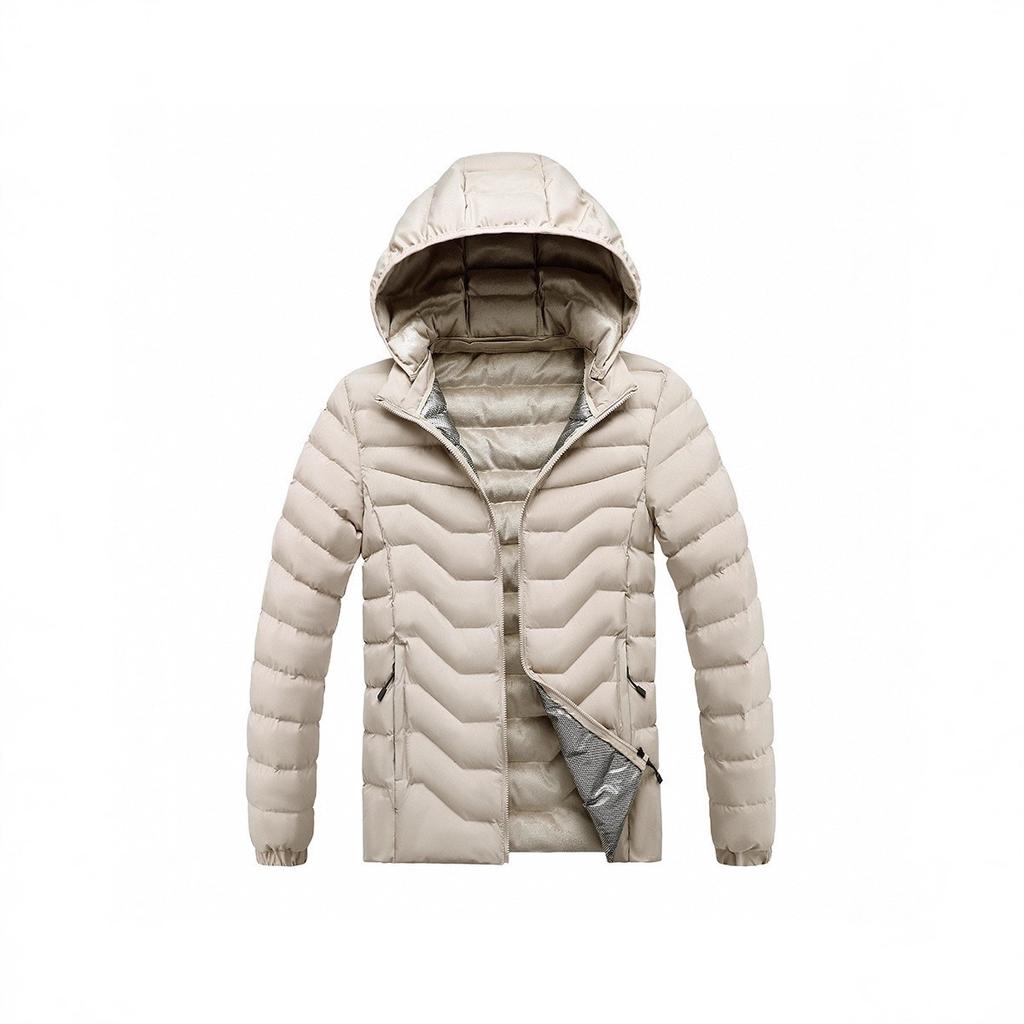 Lightweight Cotton Coat Men's Winter Solid Color Graphene Removable Cap Plus Velvet Thickened Hooded Jacket Men