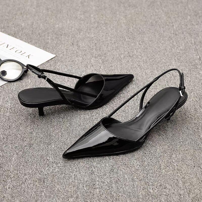 Pointed toe bag head sandals women's summer and autumn 2024 new models rear strap stiletto rear empty high heels children