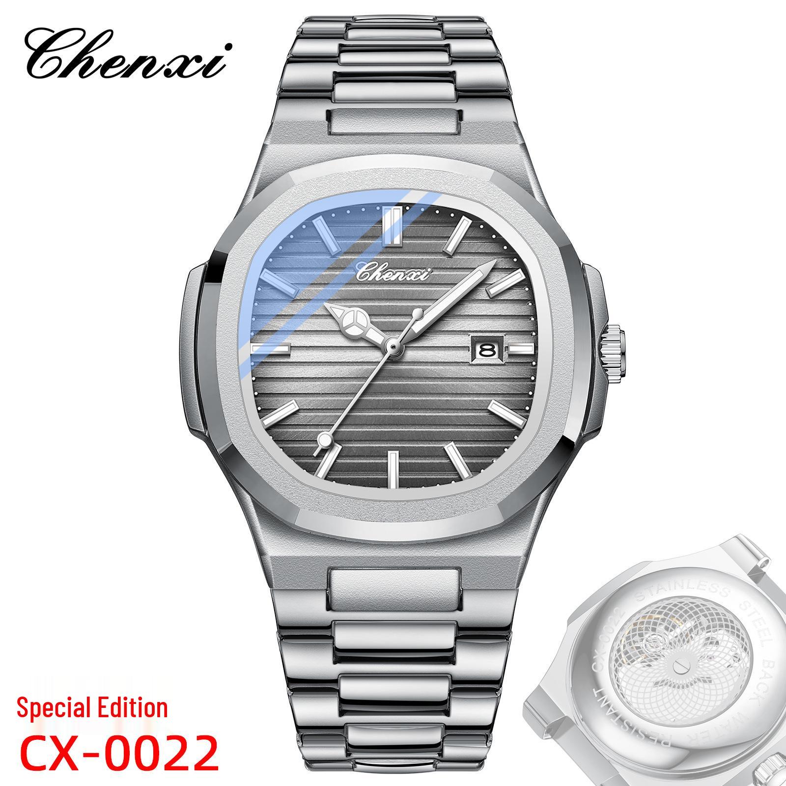 

CHENXI Мужские светящиеся модные часы Nautilus с секундной стрелкой, стальным браслетом и прозрачным календарем