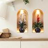 3Pcs 3D Flower Wall Stickers, Realistic Flowers Vase Wall Decals, Waterproof Self-Adhesive Potted Plants Stickers, Greenery Wall Stickers for Living