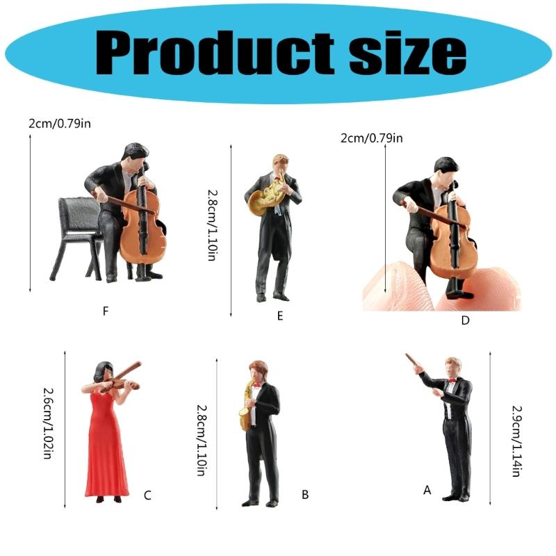 Resin Miniature Figures of Violin Players in 1/64 Scale Ideal for Long Term Decors and Artistic Projects