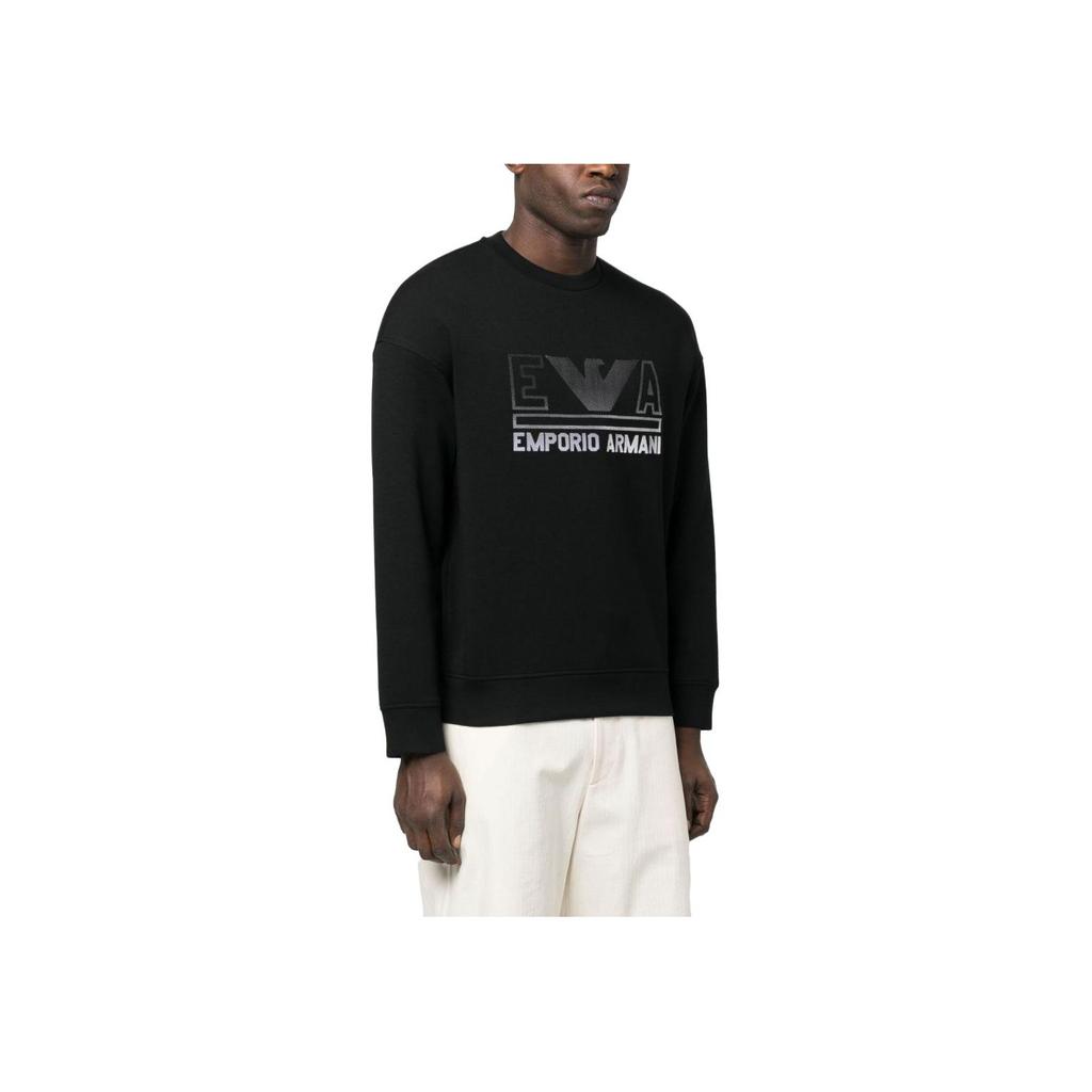 Emporio Armani Ss23 Letter Logo Printed Crew Neck Sweatshirt Men Sweatshirt Black 3R1MBT-1JHSZ-0098