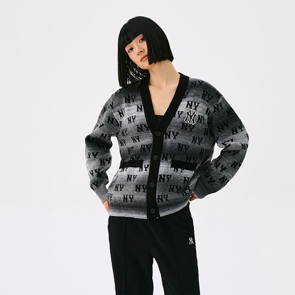 New MLB MONOGRAM Collection New York Yankees 25FW Knitwear Unisex Dark Charcoal Gray 3AKCM0354-50CGD