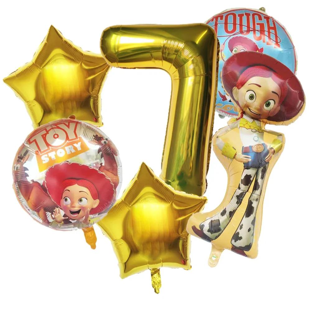 6pcs Toy Story Foil Balloons Buzz Lightyear Woody Birthday Party Decorations Kids Ballon Baby Shower Aluminum Film Balloon Round Sensory Compression