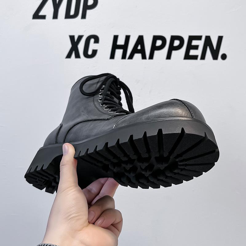 New Men's Big Head Martin Boots Men's British Style Tooling Shoes Zipper High Top Derby Shoes Shoes 44789-A