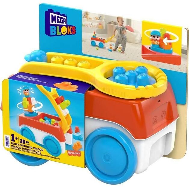 Конструктор пластиковый Mega Bloks Вагончик Собери и крути