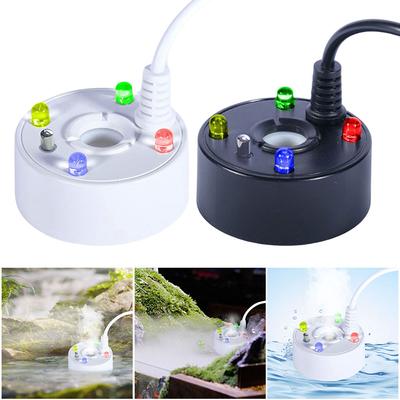 USB Mist Maker With 4 LED Colorful Lights Fogger Water Fountain Pond Fog Machine Air Humidifier for Halloween Party Decorations