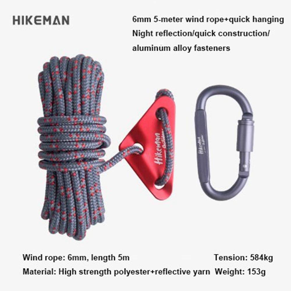 

5m 6mm Reflective Paracord Aluminum Alloy Three Hole Sun Shelter Awning Rope Quick Hanging Buckle Outdoor Camping Accessories