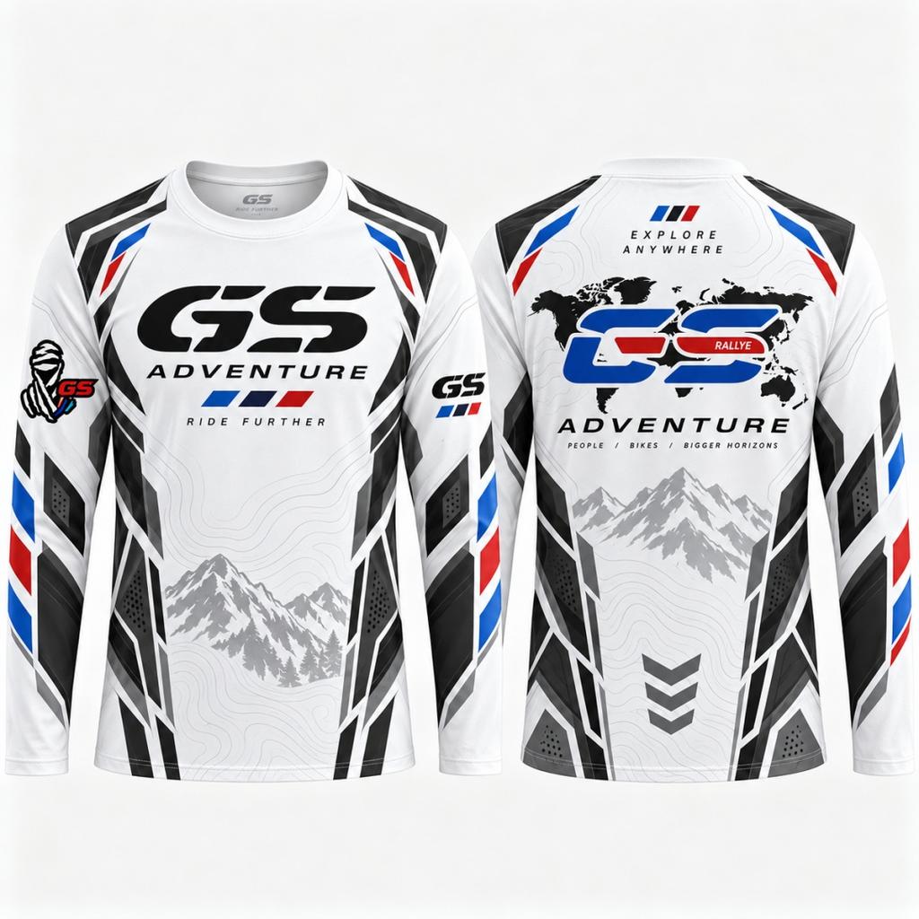 Motor Lange Mouw Jersey Heren Wit 3D Sublimatie Motocross Shirt Sneldrogend Offroad Motorfiets Rally Rijden Top