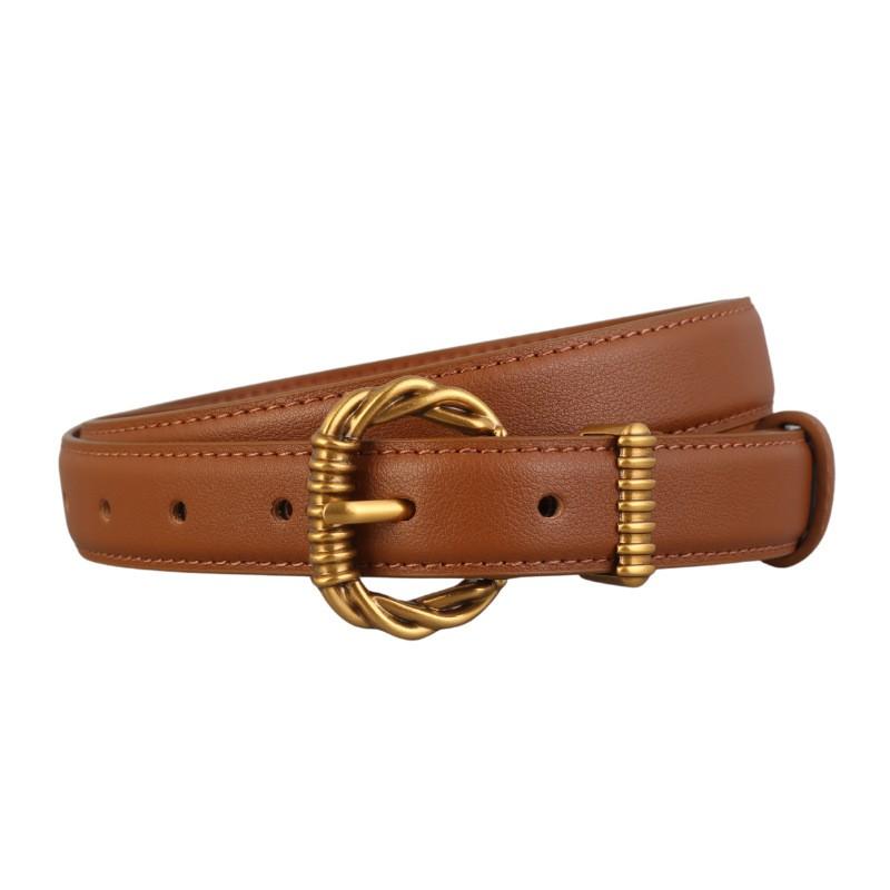 Womens Genuine Leather Belt 2.3cm Width Slim Waistband Jeans Office Casual Style 2026