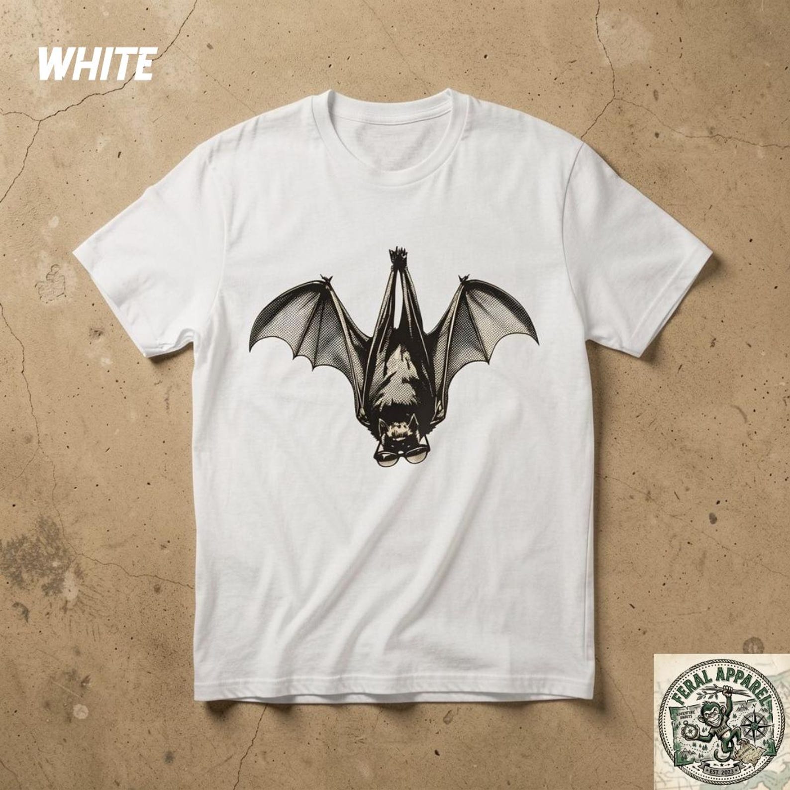 Hanging Bat Illustration T-Shirt Gothic Alternative Tee M