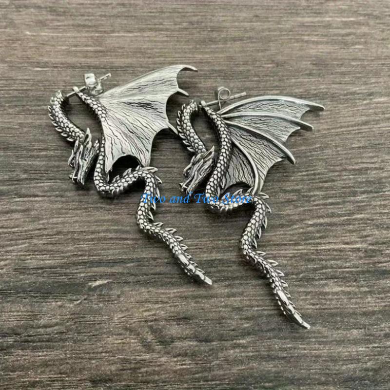 HX6F Dark and Daring Detachable Dragon Ear Studs Adornment Delicate Ear Clip Jewelry