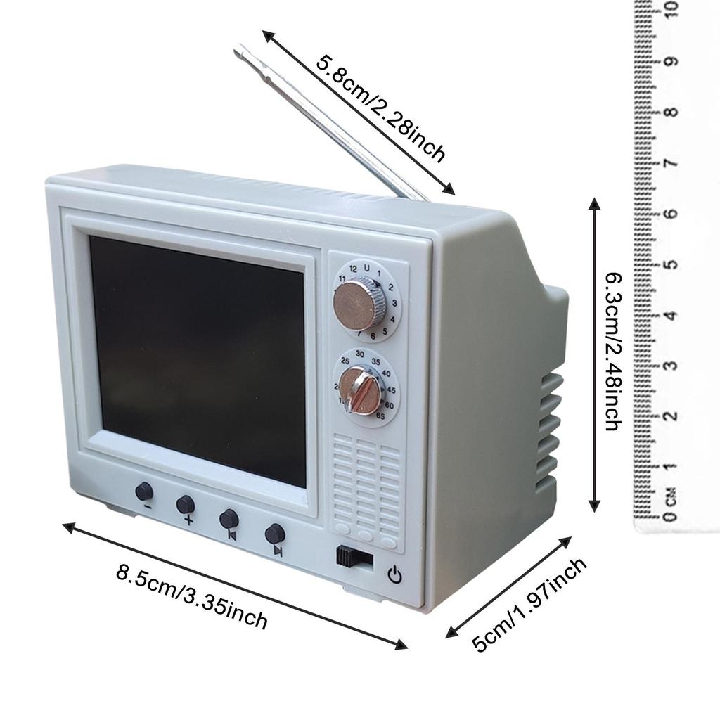 Mini Working TV for Dollhouse, 12TH Scale Miniature Doll Furniture Decor, Miniature TV, Tiny Television Toy Mini TV Furniture