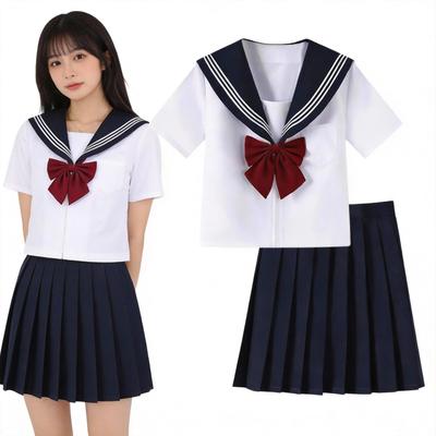 Authentic Sailor High School Long Sleeve and Short Sailor Bow JK School Pleated Bow Class Kansai British Junior High School School Cultural Festival