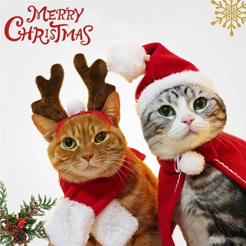 Practical-Santa Christmas Hat Halloween Pet Costume For Dog For Cat Puppy Scarf Gift New Year Winter Supply