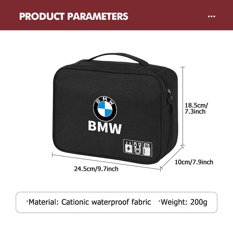 Large Capacity USB Gadget Cable Bag Hard Disk Charger Organizer For BMW E46 E90 E60 F10 E39 F30 E36 E87 E90 E30 E53 F31 E92