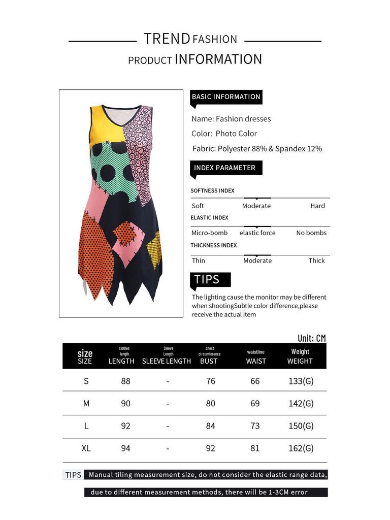 2024 Nightmare Before Christmas Sally Cosplay Dress - Halloween European & American Women's Print Costume