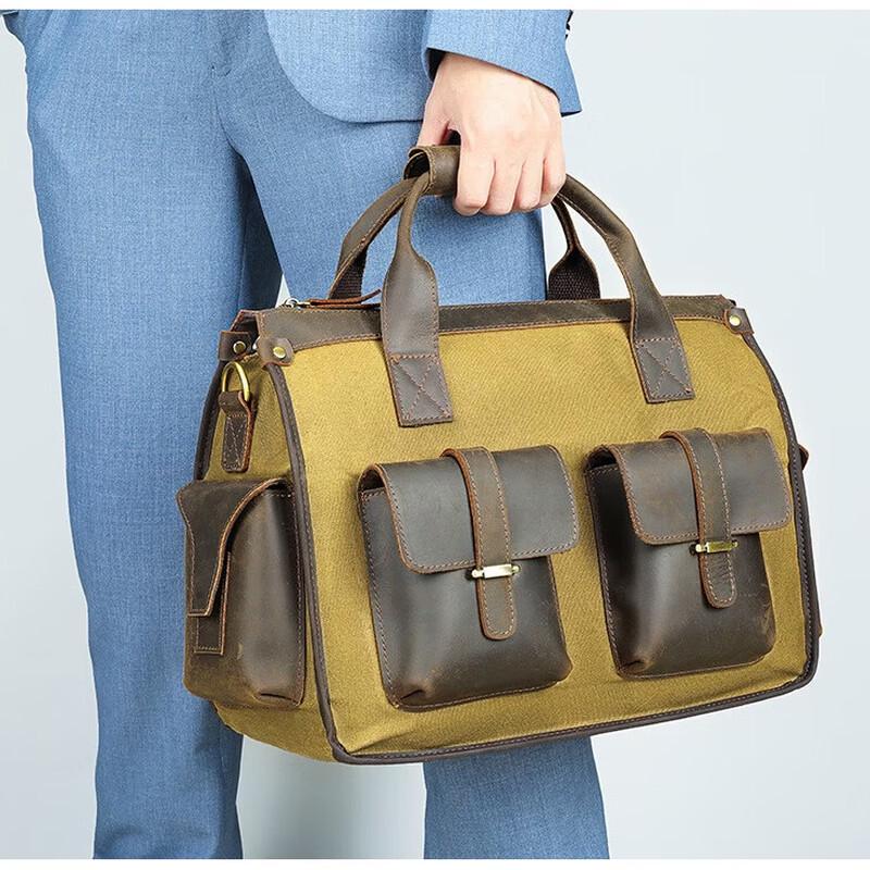 Lishen Men's Crazy Horse Leather Briefcase