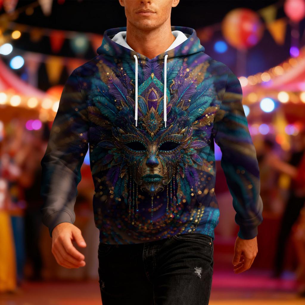 Men's Long-Sleeve Casual Hooded Sweatshirt
