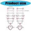 Dazzling Nipple Piercings in Silver Pink Tone with Heart and Moon Designs Creative Nipple Rings Accessory for Parties