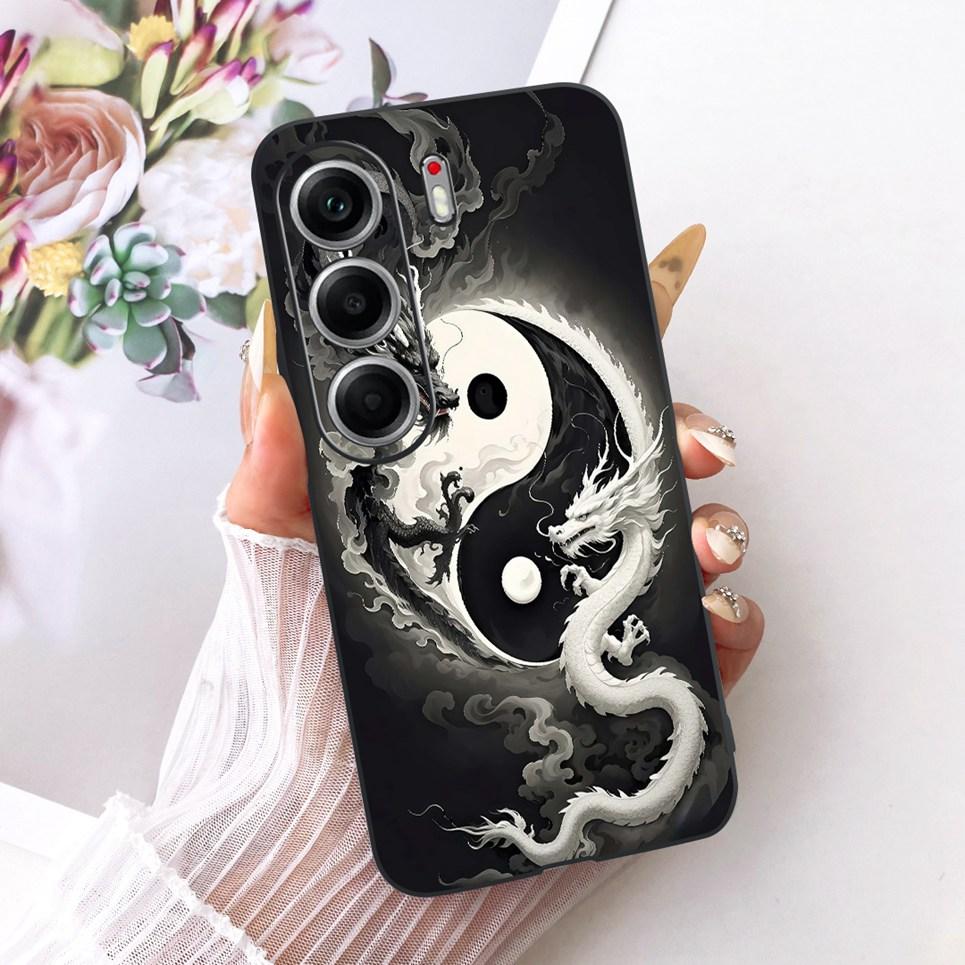 Hülle für Tecno Camon 40 Pro CM7 CM6 Handyhüllen für Camon 40 4G CM5 Niedliche Cartoon-Tiere Cooler Drache Löwe Weiches TPU Schwarze Abdeckung