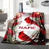 Cardinals Amidst Festive Red Flowers And Greenery With A Snowy Backdrop Multi Purpose Customizable Blanket Customize Your Name Soft Warm Cozy Throw