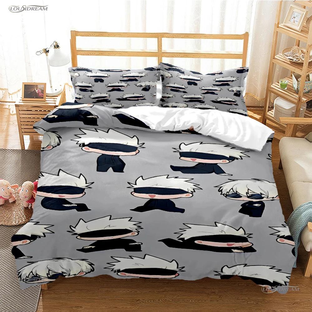 Cartoon Anime Jujutsu Kaisen Duvet Cover Comforter Bedding set Soft Quilt Cover and Pillowcas for Teens Single/Double/Queen/King