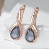 Kinel Shiny Grey Natural Zircon Dangle Earrings for Women Fashion 585 Rose Gold Color High Quality Daily Fine Vintage Jewelry