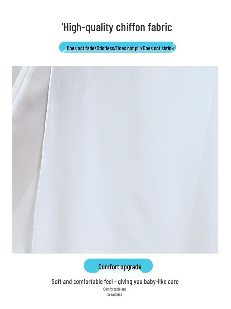 Women's Double Layer White Chiffon Dance Culottes - Wide Leg Flowy Pants for Classical Chinese Dance Practice