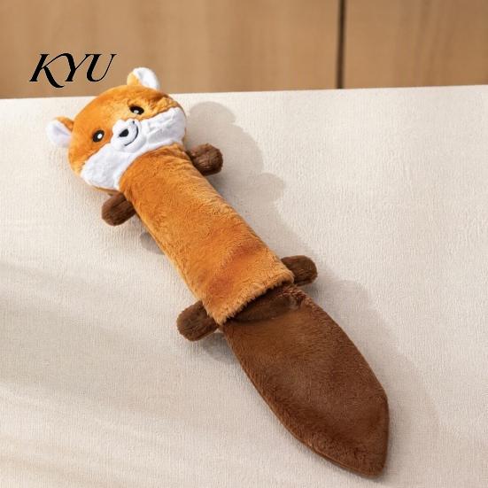 Portable Dog Toys for Travel Crinkle Animal Toy, Plush Squeaky Chew Fox Raccoon Safe Dogs Squirrel Puppy Teething Toy Small Medium And Large