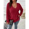 BITCED Women's Fashion Casual Solid Color Print Long Sleeve V Neck Blouses & Shirts