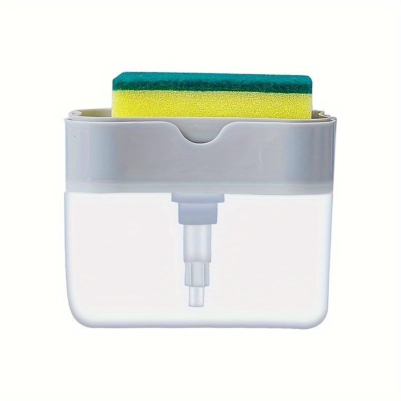 1pc Press Type Dish Soap Dispenser, Battery-Free, Manual Pump, Kitchen Dishwashing Station, Sponge Holder
